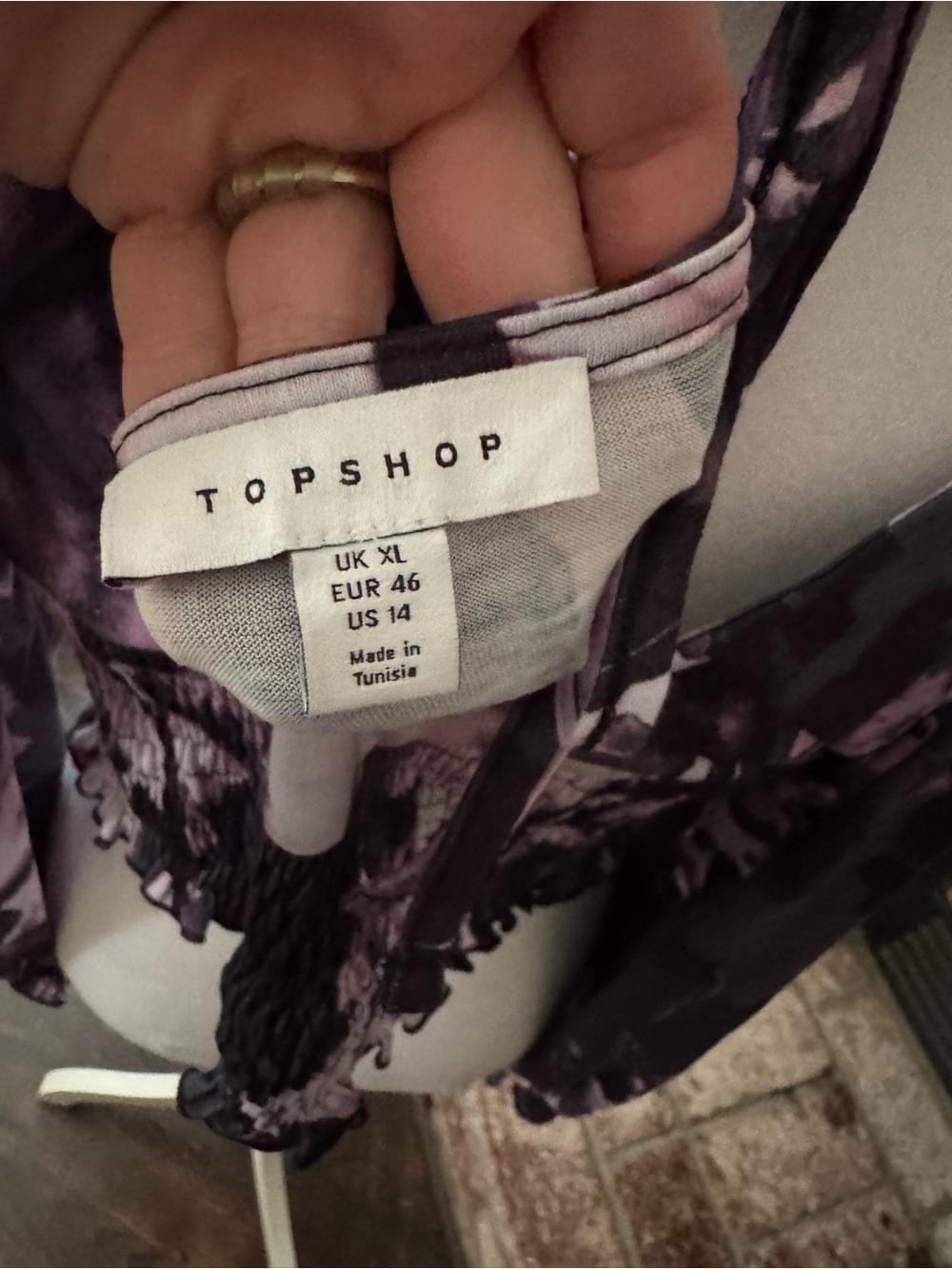 Topshop Purple Floral Smocked Crop Top - Picture 5 of 5